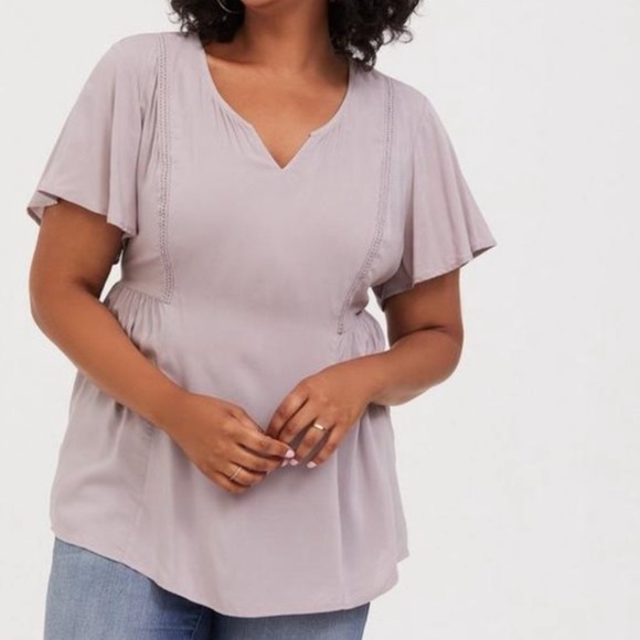 NWT | Torrid | Lilac Purple Crochet Challis Blouse | Size 2X - Picture 2 of 8